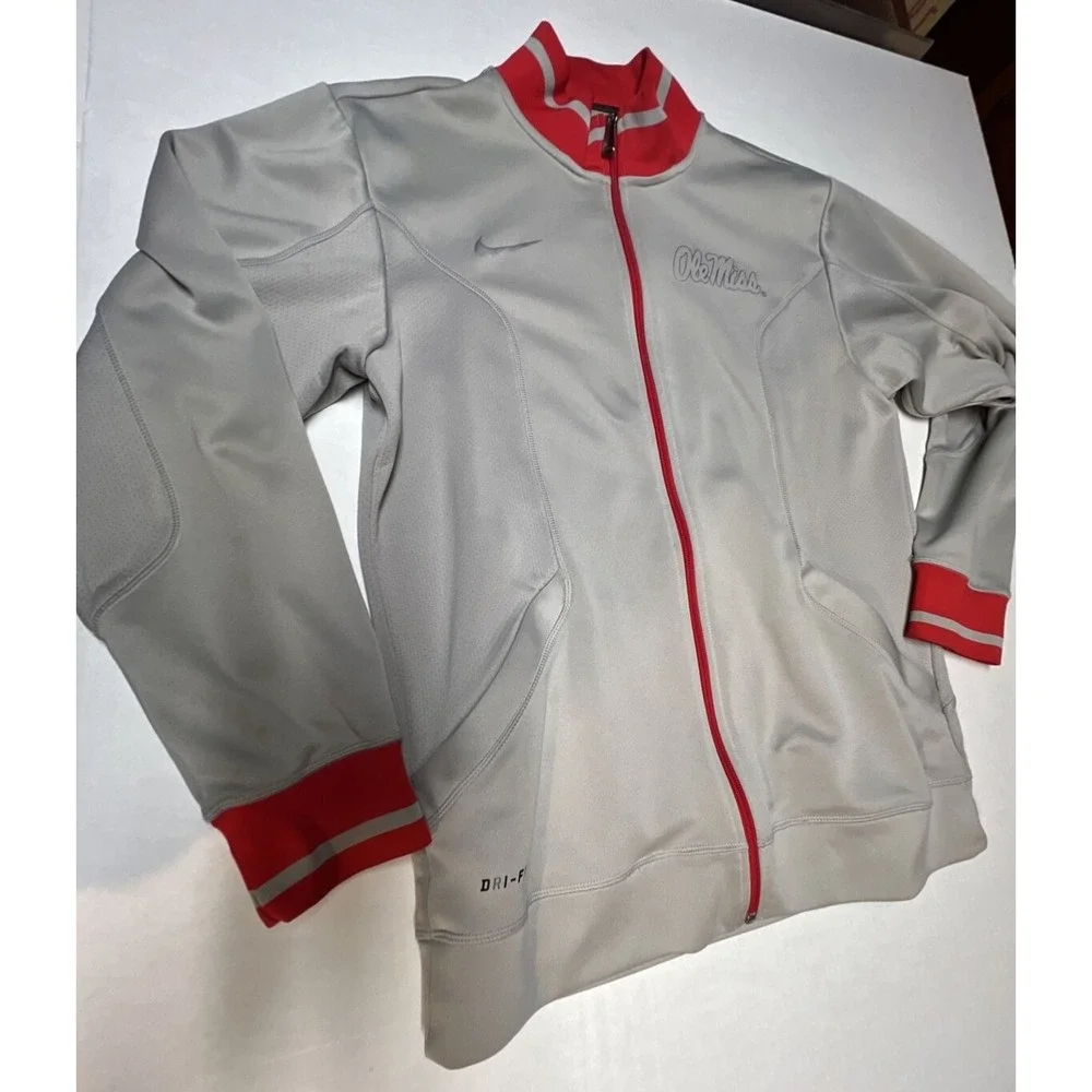 Nike Dri-Fit Ole Miss Full Zip Athletic Jacket Men's Adult SZ SM Gray/Red